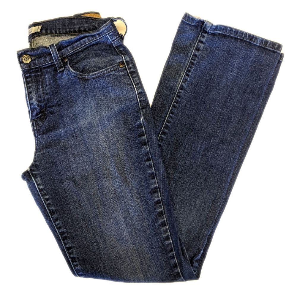 Levi's 515 Bootcut denim jeans, medium blue wash, some wear, size 6